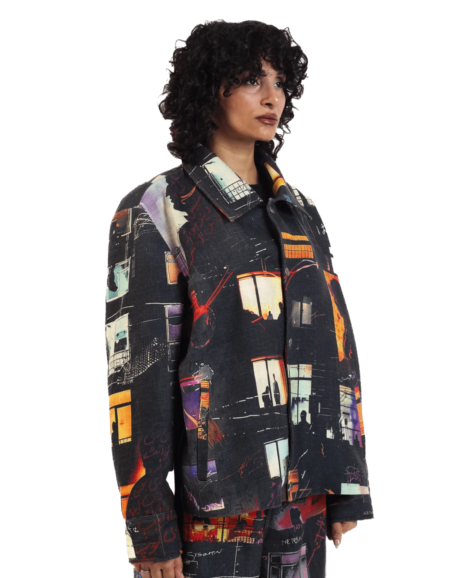 "Nocturnal Reverie" Abstract Printed Coach Jacket