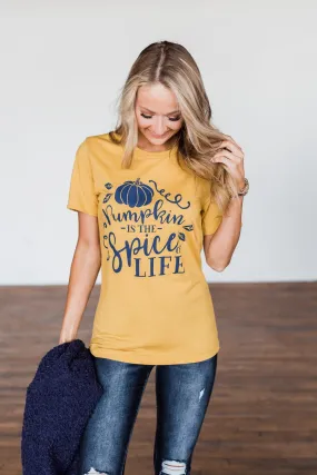 "Pumpkin Is The Spice Of Life" Graphic Tee- Mustard