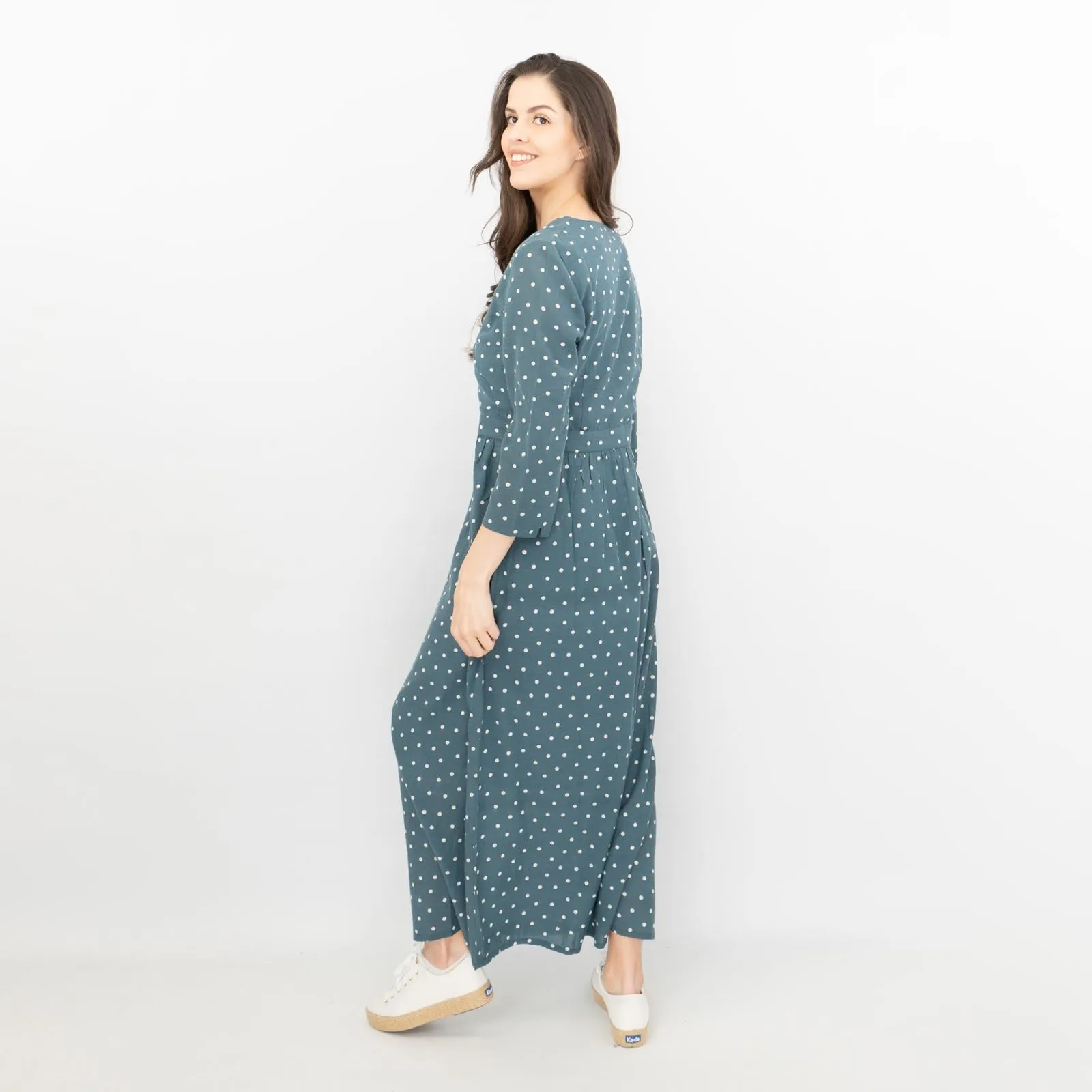 Seasalt Blue Feather Slate Polka Dot Midi Dress