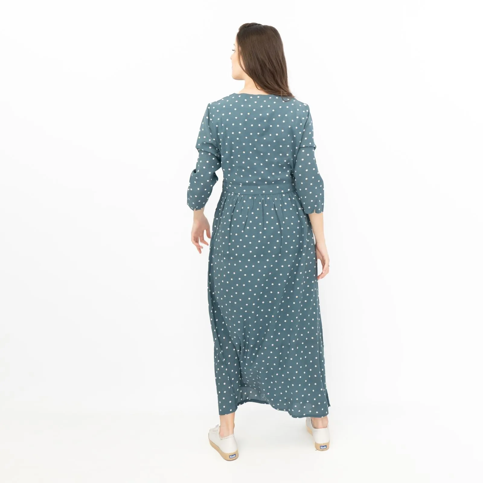 Seasalt Blue Feather Slate Polka Dot Midi Dress