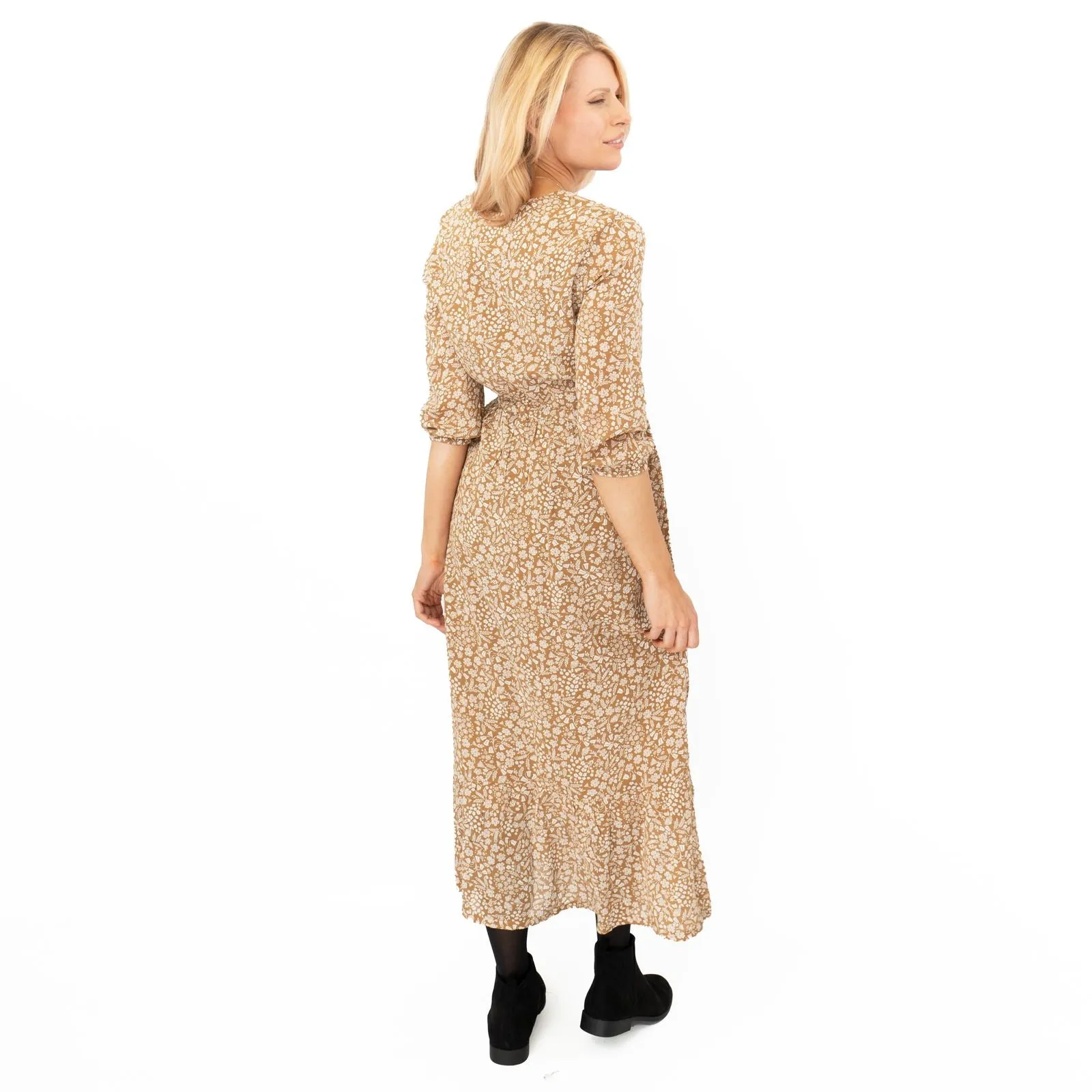 Seasalt Brown Coast Path Floral Corn Marigold Dress