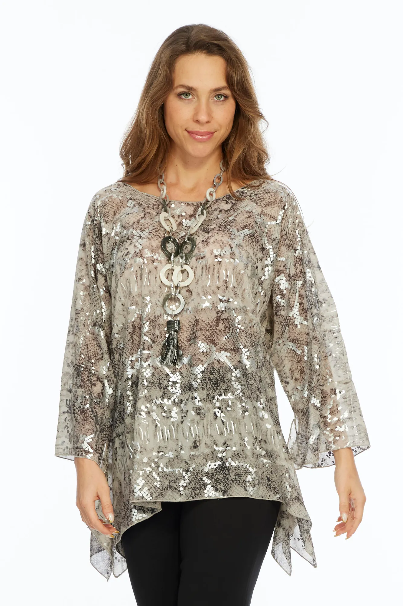 Sheer Silver Blouse One Size Fits All F| LIOR