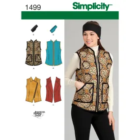 Simplicity Sewing Pattern 1499 Misses’ Vest and Headband in Three Sizes