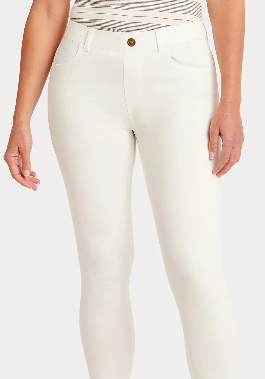 Skinny-Leg | 4-Pocket Mid-Rise Betabrand Yoga Denim (White)