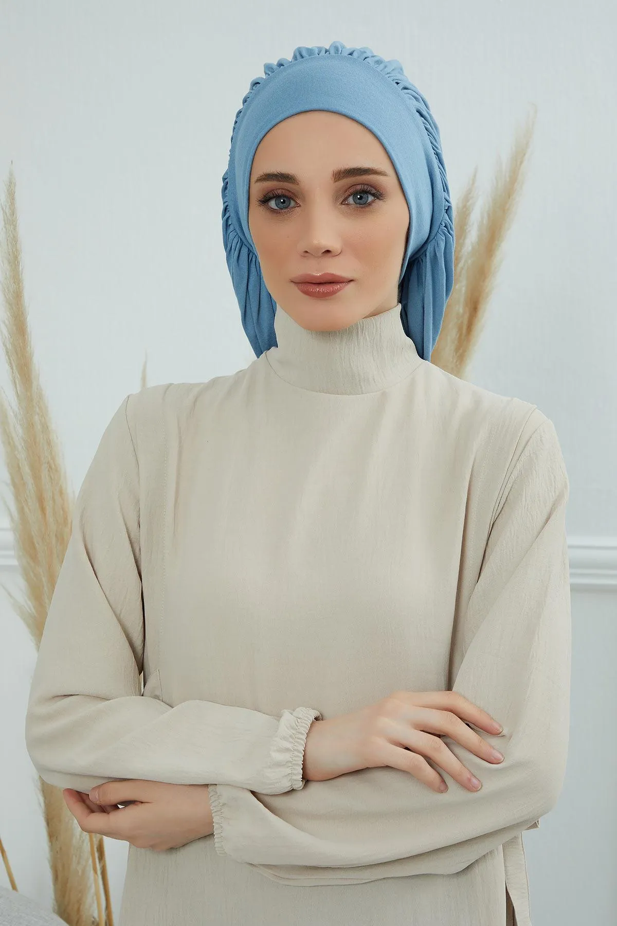 Stylish Cotton Instant Turban For Women Plain Head Wrap, Trendy Soft Beanie Hat for Daily Occasions, Comfortable Chemo Headwear,B-25