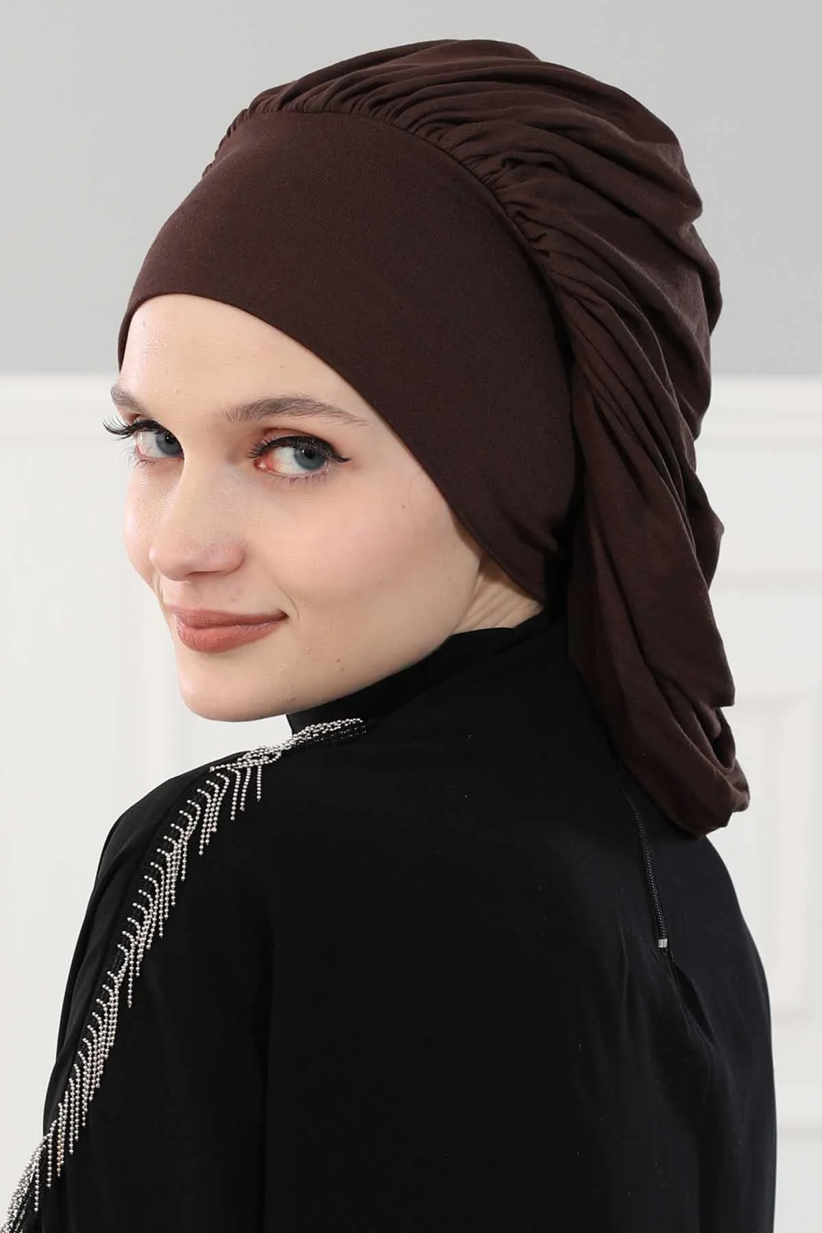 Stylish Cotton Instant Turban For Women Plain Head Wrap, Trendy Soft Beanie Hat for Daily Occasions, Comfortable Chemo Headwear,B-25