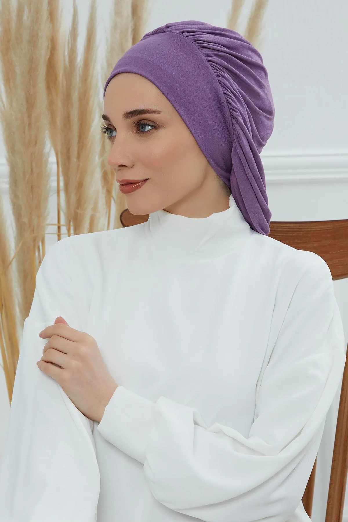 Stylish Cotton Instant Turban For Women Plain Head Wrap, Trendy Soft Beanie Hat for Daily Occasions, Comfortable Chemo Headwear,B-25