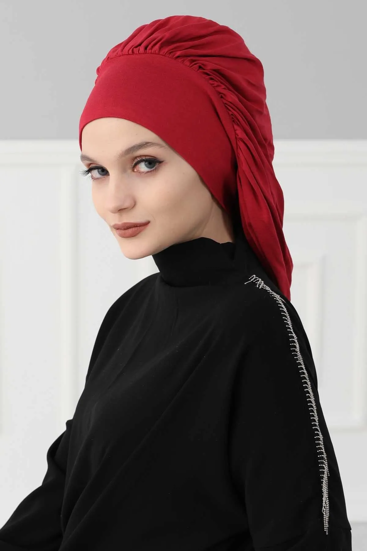 Stylish Cotton Instant Turban For Women Plain Head Wrap, Trendy Soft Beanie Hat for Daily Occasions, Comfortable Chemo Headwear,B-25