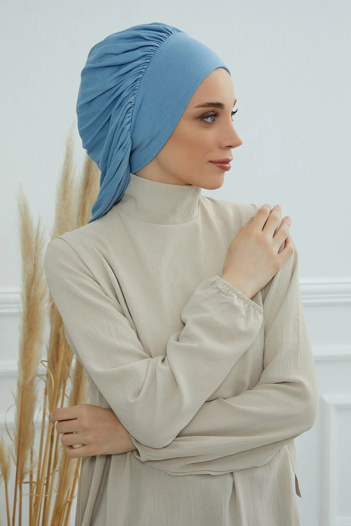 Stylish Cotton Instant Turban For Women Plain Head Wrap, Trendy Soft Beanie Hat for Daily Occasions, Comfortable Chemo Headwear,B-25