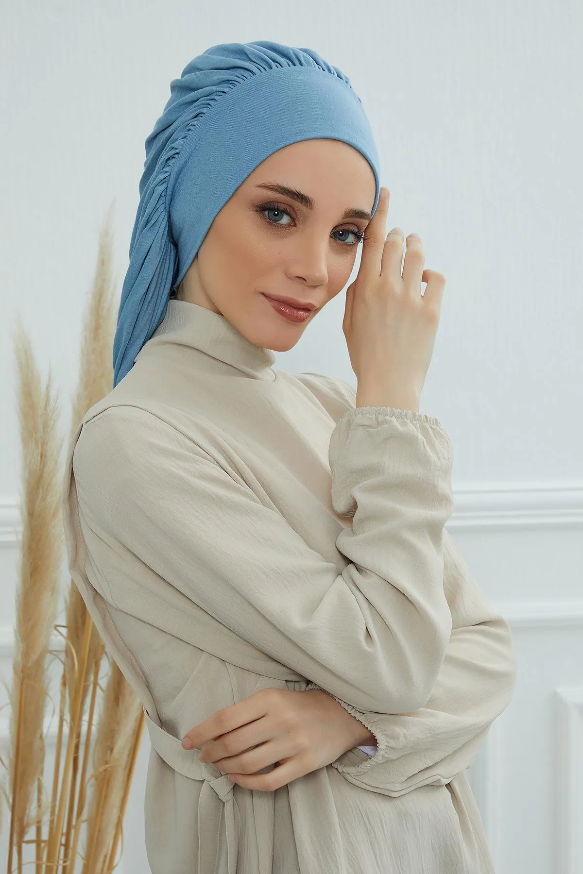 Stylish Cotton Instant Turban For Women Plain Head Wrap, Trendy Soft Beanie Hat for Daily Occasions, Comfortable Chemo Headwear,B-25