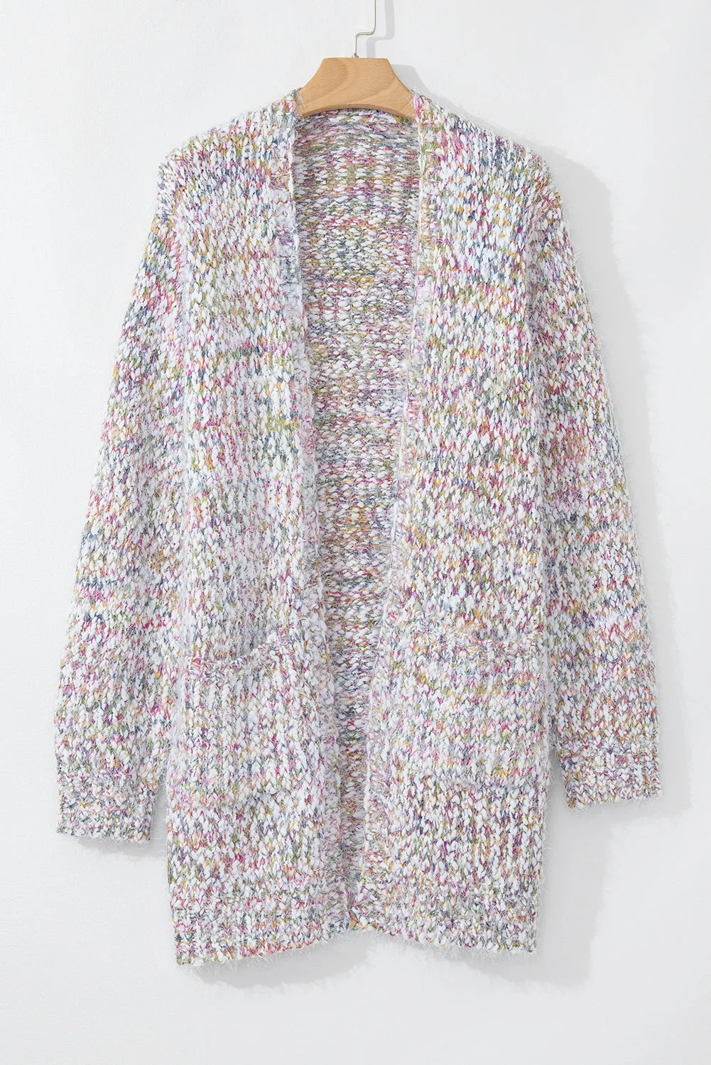 Yellow Multicolor Confetti Open Front Knit Cardigan